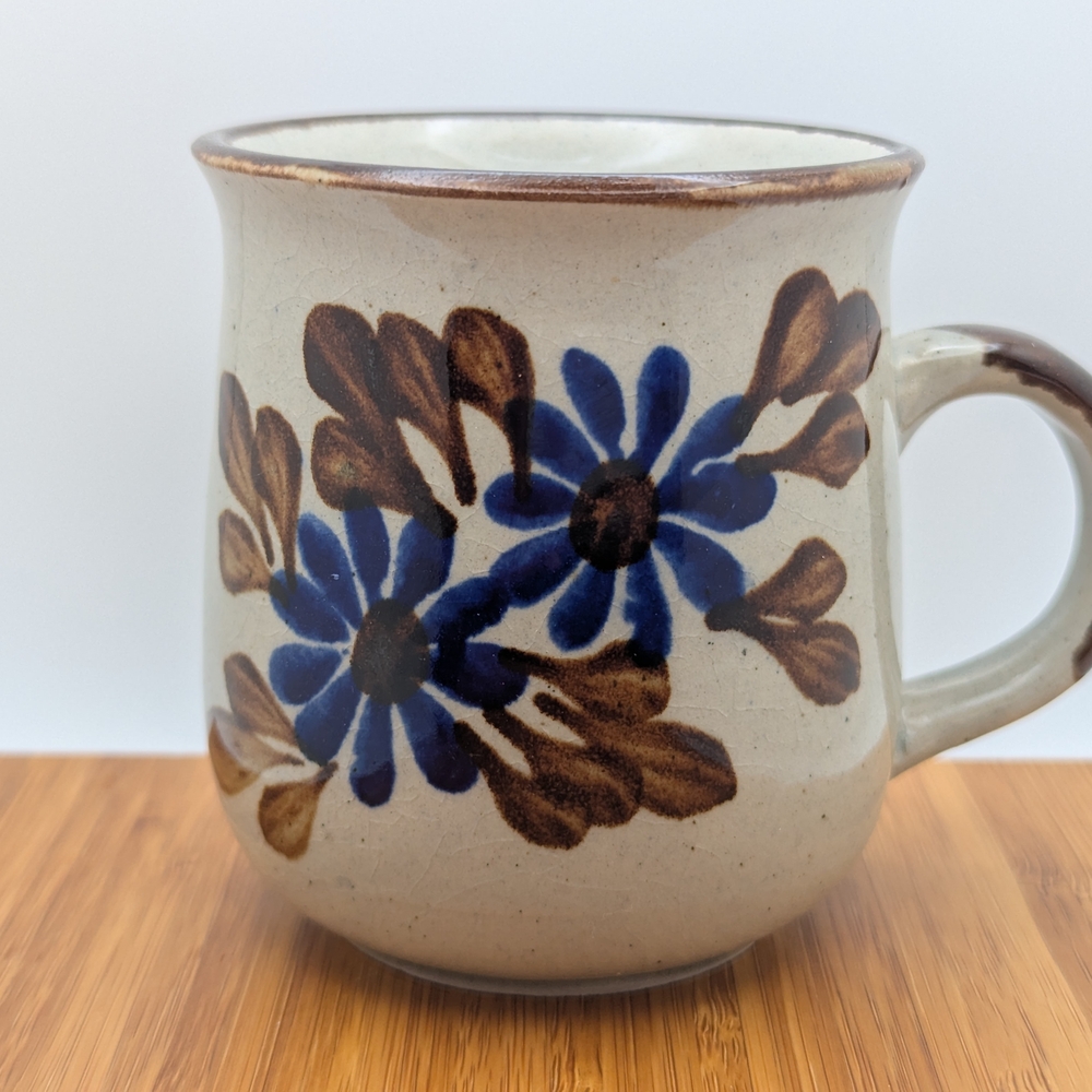Otagiri Blue and Brown Floral Ceramic Mug